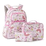 Amazon Essentials Kids School Backpack Set with Lunch Tote and Pencil Case - Multi-Pocket Tear-Resistant Student Day-pack - School Supplies Bundle - Pink - 3 Piece Set