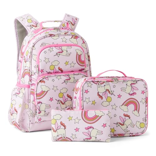 Amazon Essentials Kinder-Schulrucksack-Set mit Lunch-Tasche und Federmäppchen – Multitaschen-Tagesru