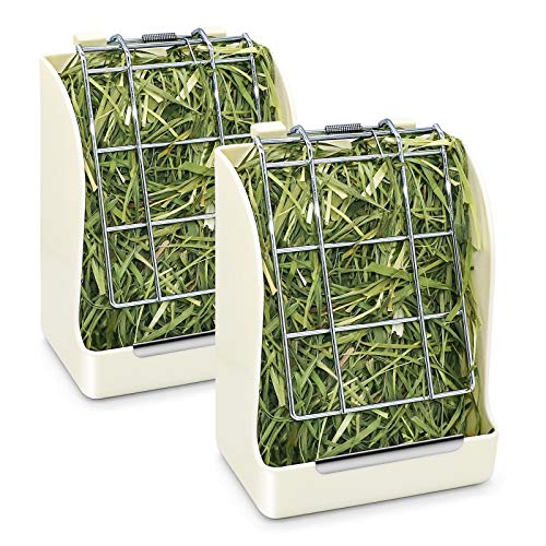 Rabbit Hay Feeder Rack Keep Grass Clean & Fresh, Less Waste, Fit for Rabbits Guinea Pig Chinchilla and Other Small Animals by TOMOON, 2 Pack