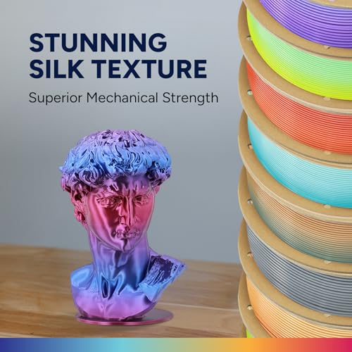 Image of OVERTURE Silk PLA Rainbow Filament 1.75mm, Bi-Color Shiny PLA Finish, Smooth & Glossy, 1kg Spool (2.2lbs), Ideal for Cosplay Jewelry & Home Decor (Silk Purple Chrome)