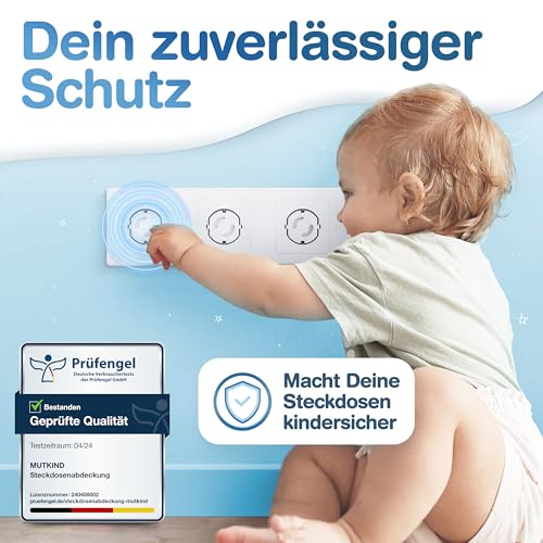 MUTKIND 25x Steckdosen Kindersicherung - (Zum Stecken) Steckdosenschutz Kindersicherung Steckbar - Kindersicherung Steckdose - Steckdosensicherung Baby - Steckdosenabdeckung Weiß – Bild 3