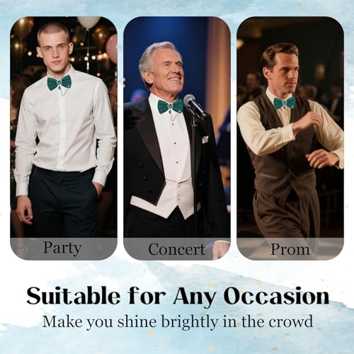 Image of Bow Ties for Men with Crystal, Pre-tied Adjustable Mens Bow Tie Sparkly Bowtie for Formal Suit Tuxedo Wedding Party