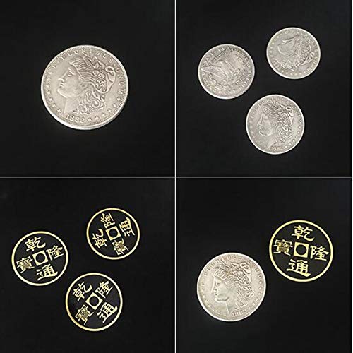 blue-ther Double Face Super Triple Coin (Half Dollar or Morgan Dollar) by Johnny Wong Coin Magic Tricks Classic Magic Props Gimmick Fun (Morgan Dollar Versio)