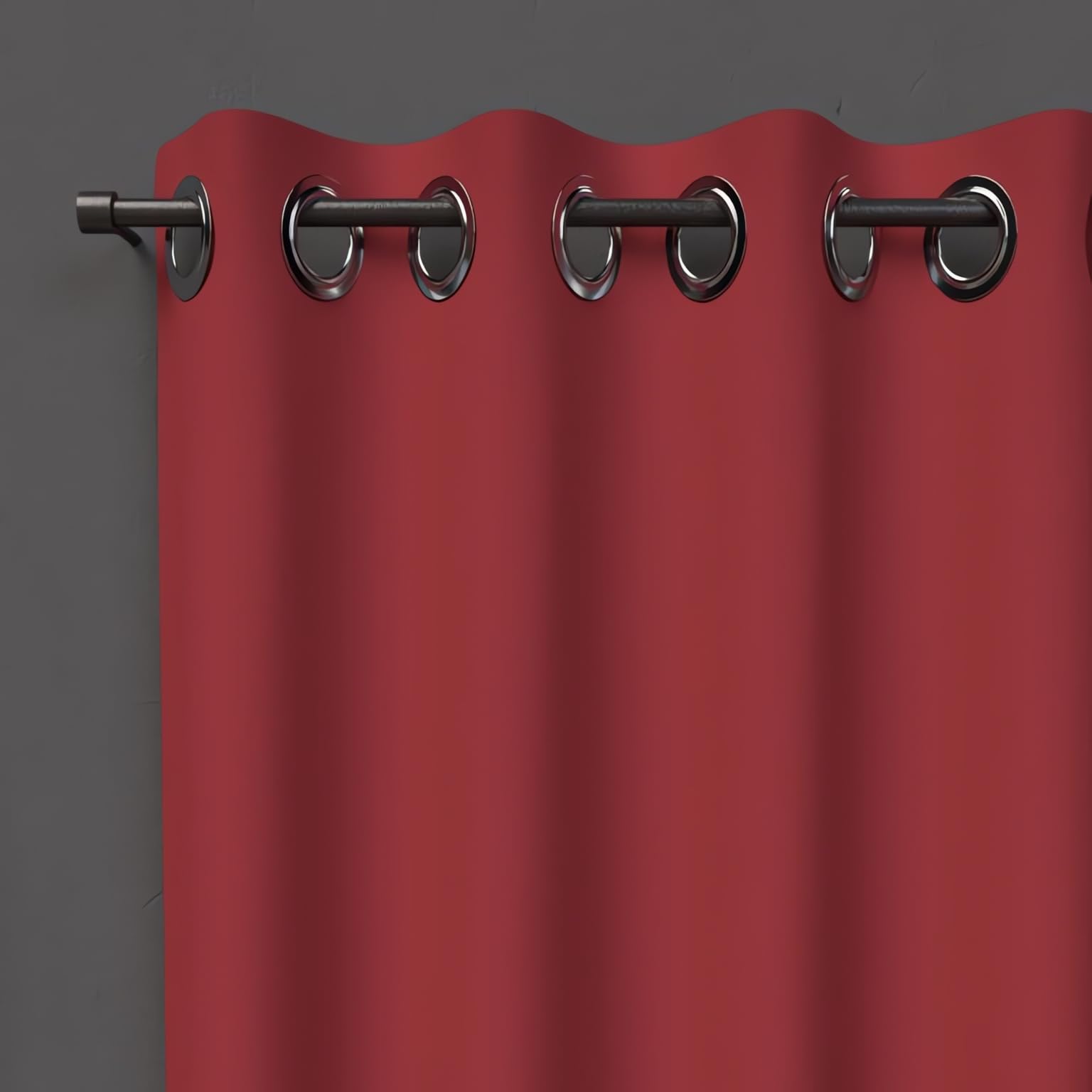 Thedecofactory Tenda Oscurante Con Occhielli, In Poliestere, Rosso, 250x140 Cm - Facile Manutenzione - 2