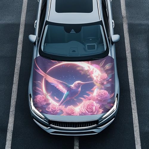 Image of Car Hood Cover,Decoration Print Stylish Car Hood Cover Protector Suitable Most Automotive Sedans Trucks Pickup Sports Cars,Car Accessories Hummingbird Flower Print