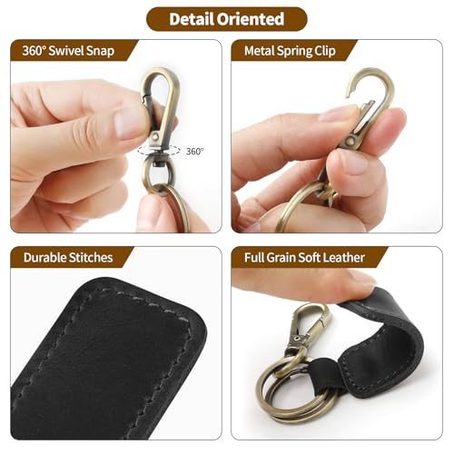 Image of Jack&Chris Genuine Leather Car Keychain, Universal Key Fob Keychain, Leather Key Chain Holder for Men and Women, JC306