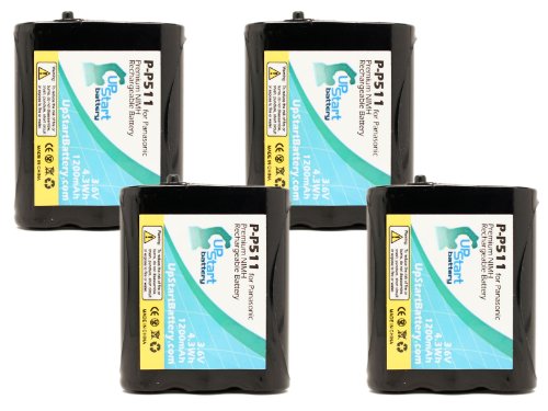 4X Pack - P-P511 Battery for Panasonic KX-TGA270S, KX-TG2740, KX-FPG376, KX-TG2730, KX-TGA510M, KX-FPG371, KX-TG5100 Cordless Phones (1200mAh, 3.6V, NI-MH)