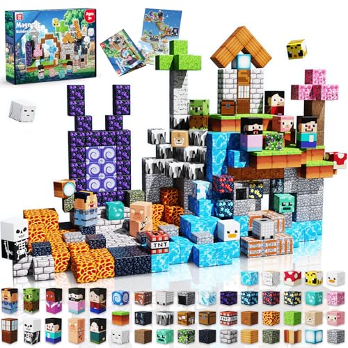 Magneverse 150 PCS 0.8in Magnetic Blocks - Magnet Toys, Magnetic Building Blocks Cubes, Stacking Magnets, School STEM Toys Birthday Gifts for Boys and Girls Age 3+ Years Old (Theme: Adventure World)