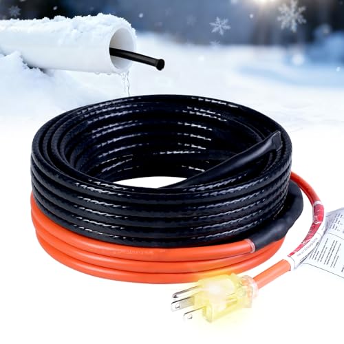 HEATIT Sewage Pipe Heating Cable for Buried Pipes, Wastewater Systems, Sump Pumps, Roof De-Icing, 120V Self-Regulating, Fluoropolymer Corrosion-Proof, Freeze Protection,JHSF1-CT,12FT