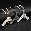 Punk Hip Hop Gun Pendant Necklace For Men Stainless Steel Long Chain Gold Black Gun Model Pendant Necklace Jewelry Gift #1
