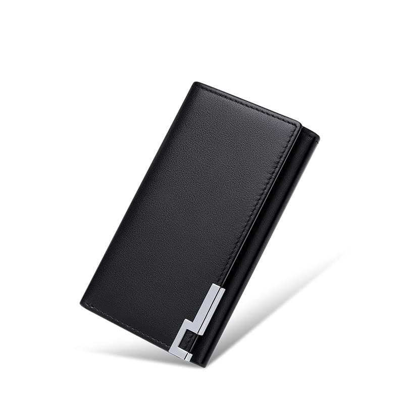 Genuine Leather Key Bag with Zipper Pocket, Stylish Men's Clutch Pouch with Magnetic D-shaped Buckle