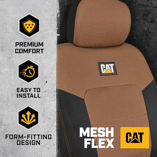 Cat® MeshFlex Automotive Seat Covers for Cars Trucks and SUVs (Set of 2) – Beige Car Seat Covers for Front Seats, Truck Seat Protectors with Comfortable Mesh Back, Auto Interior Covers - Image 5