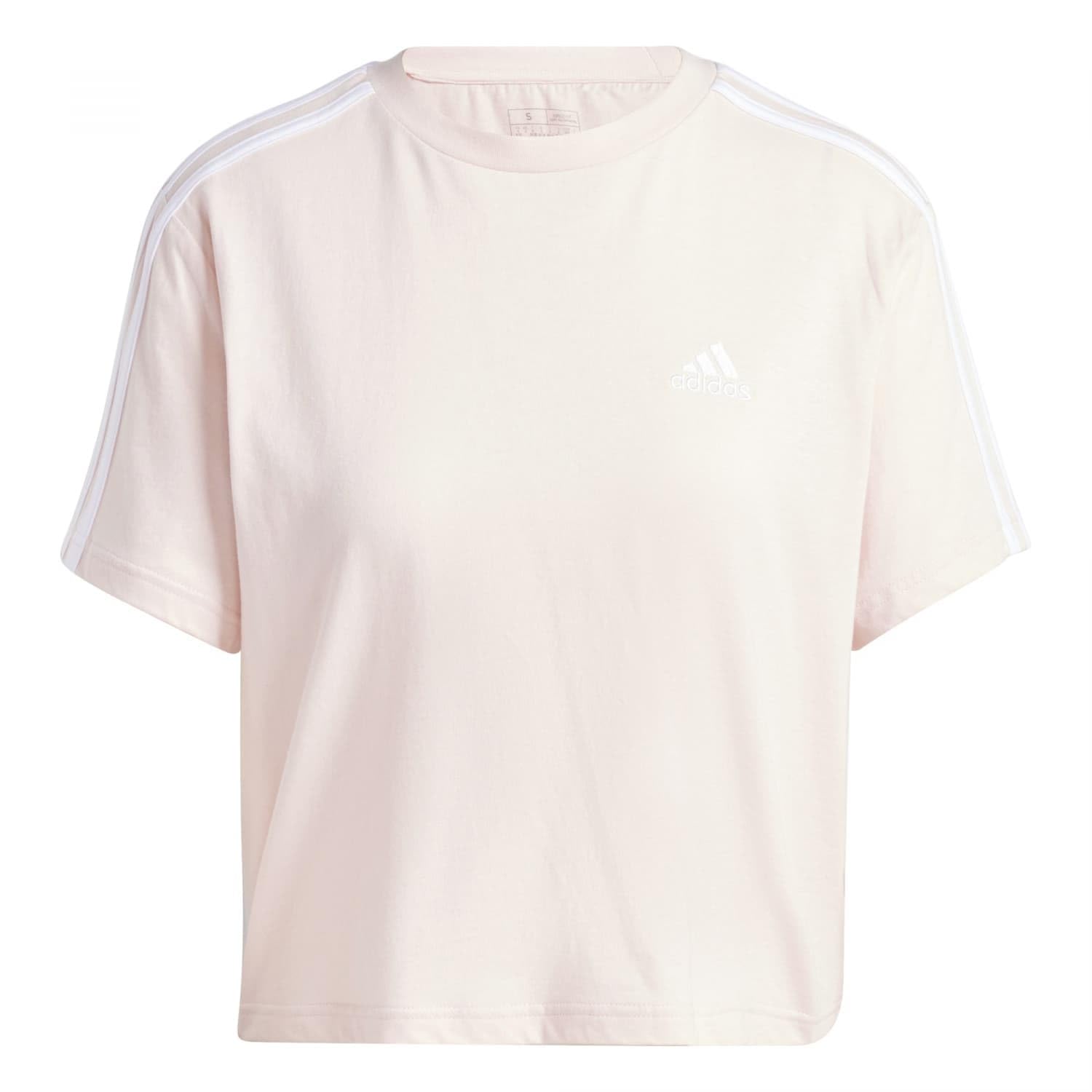 adidas Women's Essentials 3-Stripes Single Jersey Crop Top, Sandy Pink, L