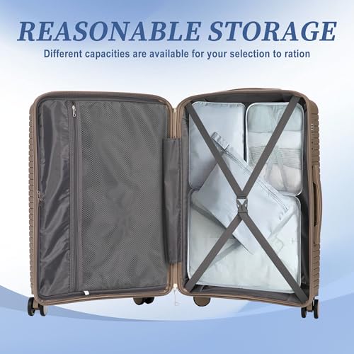 Image of 3 Pcs Hardshell Luggage Sets, Lightweight Wave Suitcases with Spinner Wheel