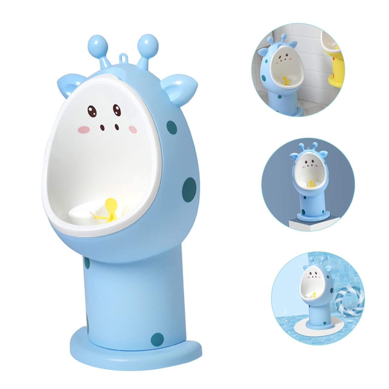 Height Boys Training Urinal Potty with Split Design PP Material Portable Toilet Trainer for Boys Easy to Clean Cartoon Potty in Sky Blue
