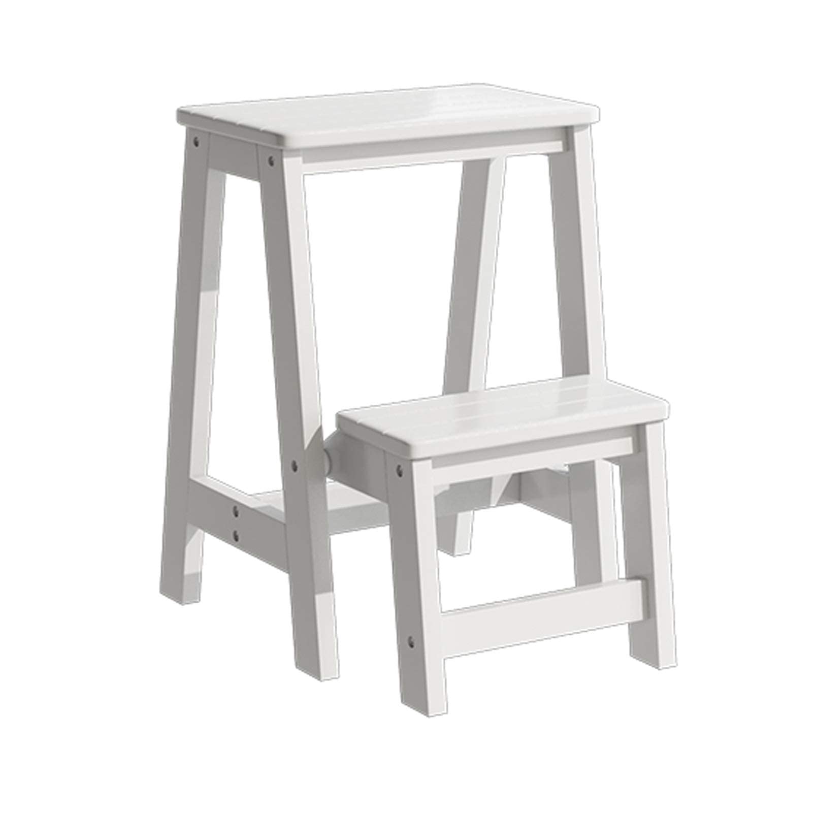 Escabeau en bois de qualité supérieure, petit marchepied pliant blanc