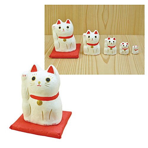 招き猫 置物 グッズ マトリョーシカ 張り子 猫 ねこ 張り子の招き猫飾り はりこーシカ 招き猫 白 89597