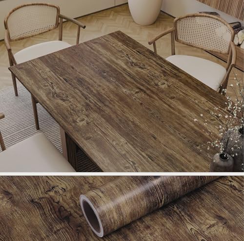 Image of WALLMATE Self Adhesive Wood Grain Wallpaper Vinyl Furniture Sticker Wood Wallpaper Kitchen Wallpaper Wooden Door Desktop Wallpapers (Rustic Wooden, 16x96 Inch)