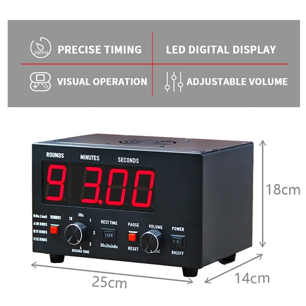 Profi Boxintervall Timer mit LED Anzeige Wählbare Trainingszeit & Zyklen Einstellbarer Sound Scoreboard Timer für MMA Muay Thai Kickboxen