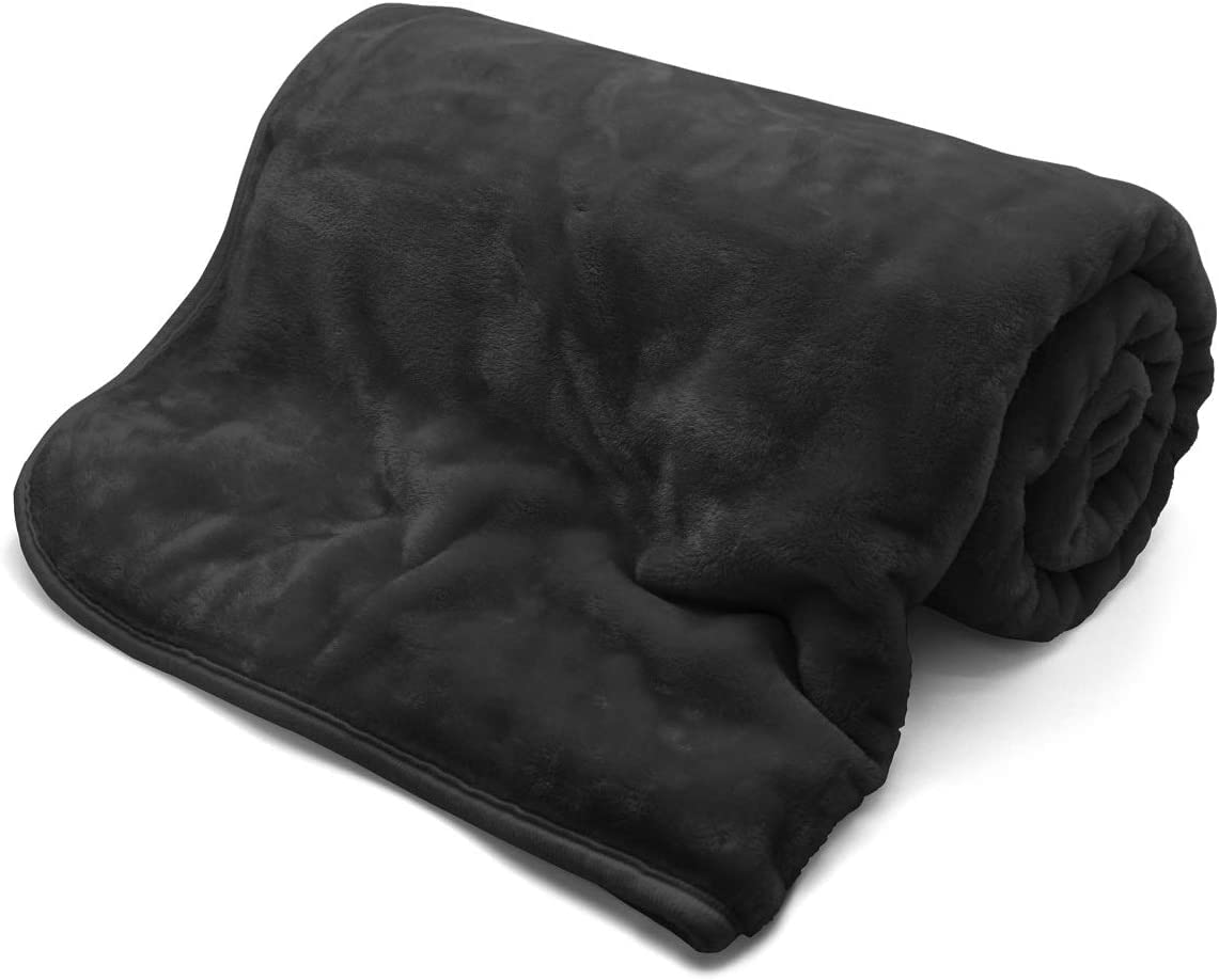 Nightzone Black Luxury Faux Fur Mink Fleece Throw Over Sofa Bed Soft Warm Blanket (, Double (150 X 200 Cm))