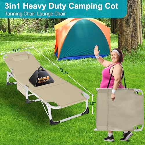 Image of ABORON Camping Cot for Adult Extra Wide, Heavy-Duty 1200D Oxford Cot for Sleeping, Portable Folding Camp Bed with Mat