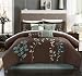 Chic Home Vines 8-Piece Comforter Bedding Set, Brown, Queen