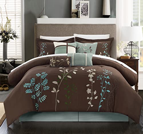 Chic Home Bliss Garden 8 Piece Embroidered Comforter Set, Queen, Brown by Chic Home - Used condition - US$54.56
