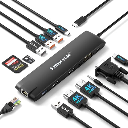 Docking Station USB C/A 13 in 1 con 3 Display, 2 HDMI 4K e Ethernet