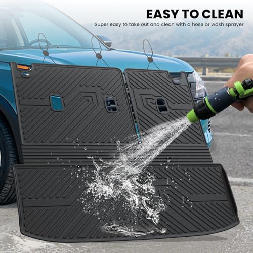 Image of LASFIT Cargo Mats for Nissan Pathfinder 2026 2025 2024 2023 2022 | All Weather TPE Custom Fit Cargo Trunk Mat & Backrest Mats Accessories, Black