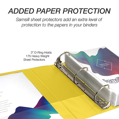 Image of Samsill Durable 3 inch 3 Ring Binder, D Ring Binder, 100% Recycled Chipboard, Yellow