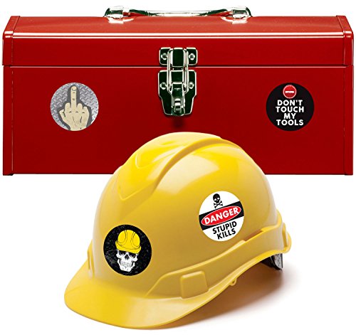 Hard Hat Stickers And Tool Box Stickers | Funny Decals For Construction Workers, Motorcycle Helmets, Mechanics, Electricians, Union Workers | Set Of 22 | Waterproof! #TOP4