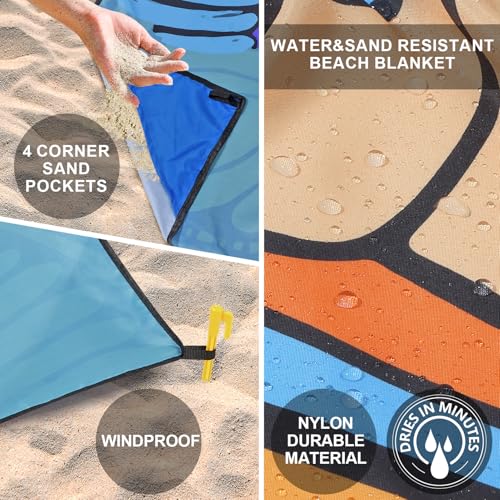 Image of WIWIGO Beach Blanket Waterproof Sandproof Beach Mat 79 inch X 83 inch /10'x9'for 2-8 Adults Quick Drying Outdoor Picnic Mat Beach Accessories for Travel, Camping, Hiking
