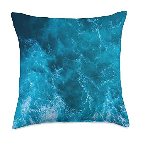TAYEGU Waves Oceans Turquoise Sea Water Ocean Nature Blue Summer Throw Pillow, 18x18, Multicolor Cover