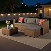 Aiho 5 Pieces Patio Furniture Set All-Weather Outdoor Wicker Sectional Patio Furniture with Cushion and Glass Table (Grey) #2