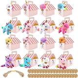 133 Pcs Unicorn Party Favors Include 16 Mini Plush Unicorn Keychains 16 Boxes 100 Cards and 10m Rope for Adopt a Unicorns Party Favors Birthday Gifts