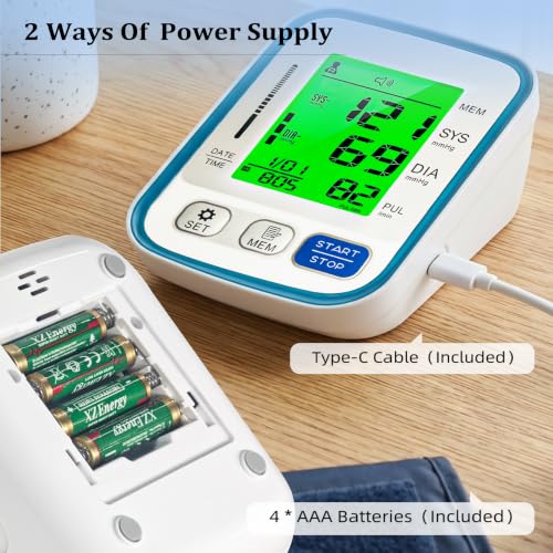 XQYM Upper Arm Blood Pressure Monitor for Home Use with Wide Range Cuff, Automatic Digital BP Machine with Large LCD Display, Voice Broadcast, 2x99 Sets Memory, Ideal for Family Health Monitoring — view 3