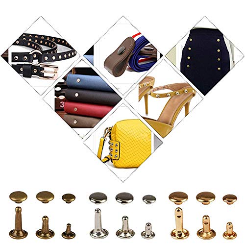 360 Sets Leather Rivets, Double Cap Rivets For Fabric, With Setting Tool Kit For Crafts Repairs/Clothing/Belts Strap #TOP6