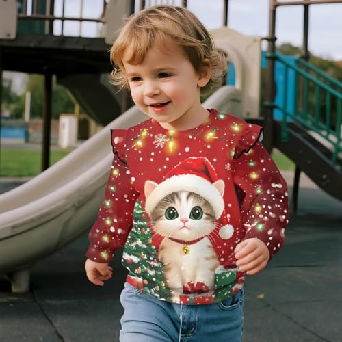 Cute Sweatshirt for Girls 1-8T Ruffle Long Sleeve Hoodie Toddler Comfy Soft Top Crew Neck Tee Shirt Fall Outfit4