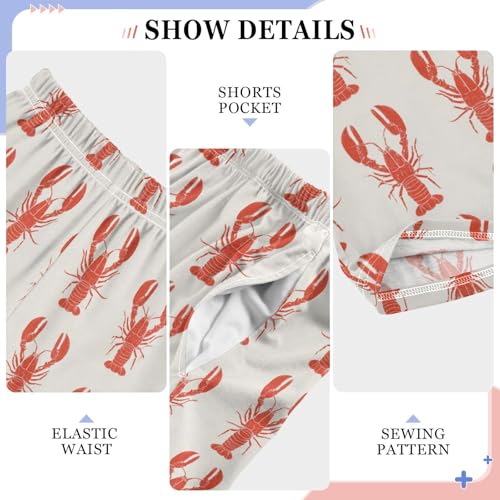 Cute Red Lobster Pajama Lounge Pants with Pockets Sleepwear Soft Elastic Waist PJ Bottoms 6-14 Years4