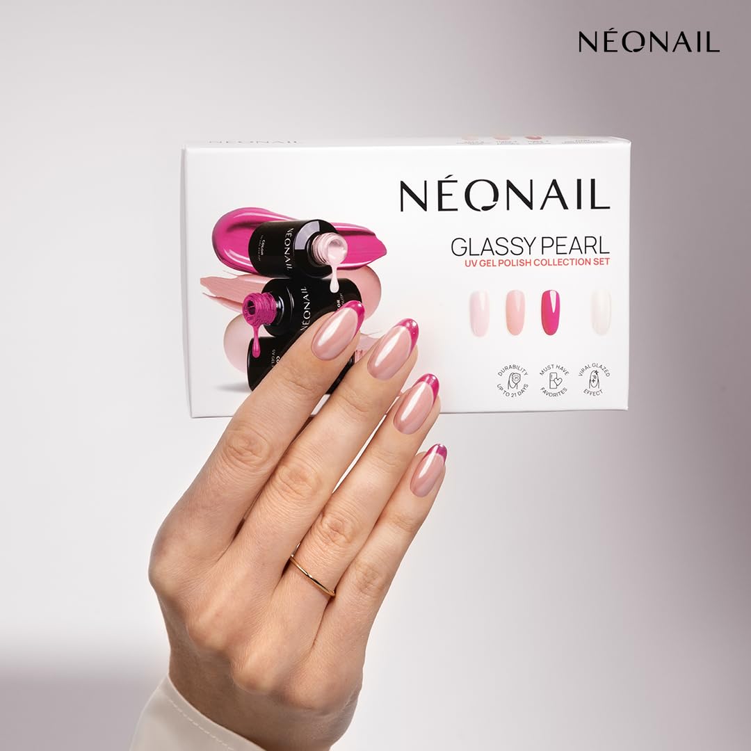 NÉONAIL Glassy Pearl ​Collection Set​ - Pintauñas Semipermanentes - Glassy Pearl Effect - Esmaltes Semipermanentes Para Uñas - Kit Manicura Semipermanente - Polvo Uñas Efecto Perlado - Efecto Glaseado