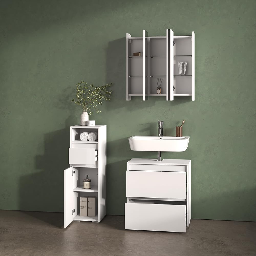 Livinity Meuble de Rangement de Salle de Bain Savuto, Blanc, 30.2x96.3cm