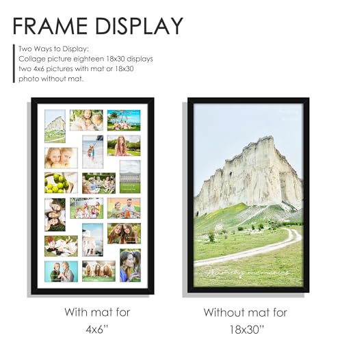 Image of DUENPY 18x30 Picture Frame 4x6 Collage Picture Frame Displays Eighteen 4x6 inch Photos Collage Wall Decor Wall Hanging Black