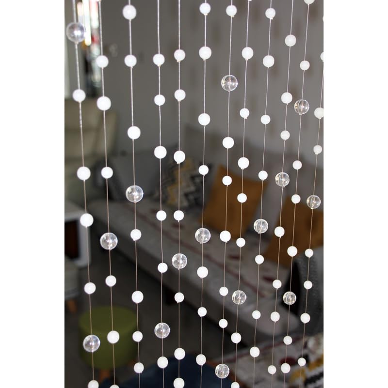 Rideau En Perles De Cristal Rideau de perles arrangement irrégulier rideau de cristal de verre transparent blanc décoration intérieure de la maison rideau de porte Pour Maison, Salon, Chambre à Couche