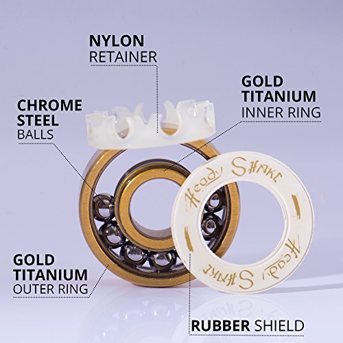 Heady Shake Pro Skateboard Bearings - Fastest Premium 608Rs Titanium - Longboard, Skate Board, Kick Scooter, Inline And Roller Skates, 8-Pack #TOP3