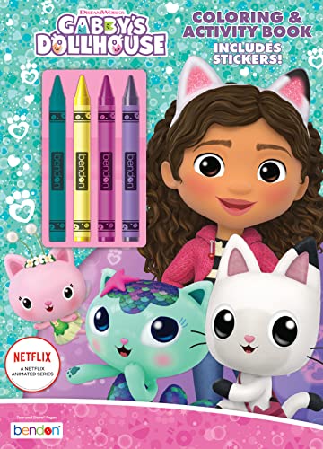 Gabbys Dollhouse Coloring Book with Stickers 4 Crayons Included 48 Pages 53873