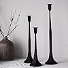 Denique Iron Taper Candle Holder Set of 3 Black Candlestick Holders Decorative Candle Stand Tapered Candle Holders Tall Set for Wedding Dining Table Home Decoration Black