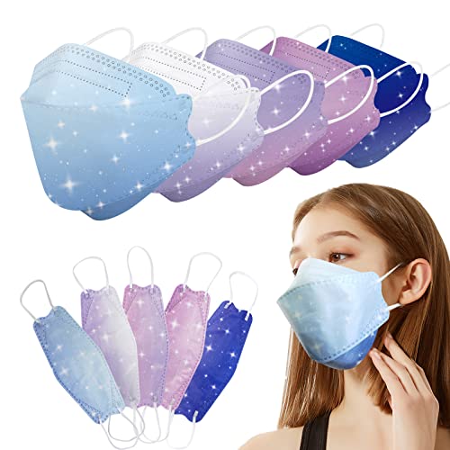 yohica 50 Packs KF94 Masks,4 Layer Filter Safety Disposable Face Masks,3D Fish Kind Masks for Grownup