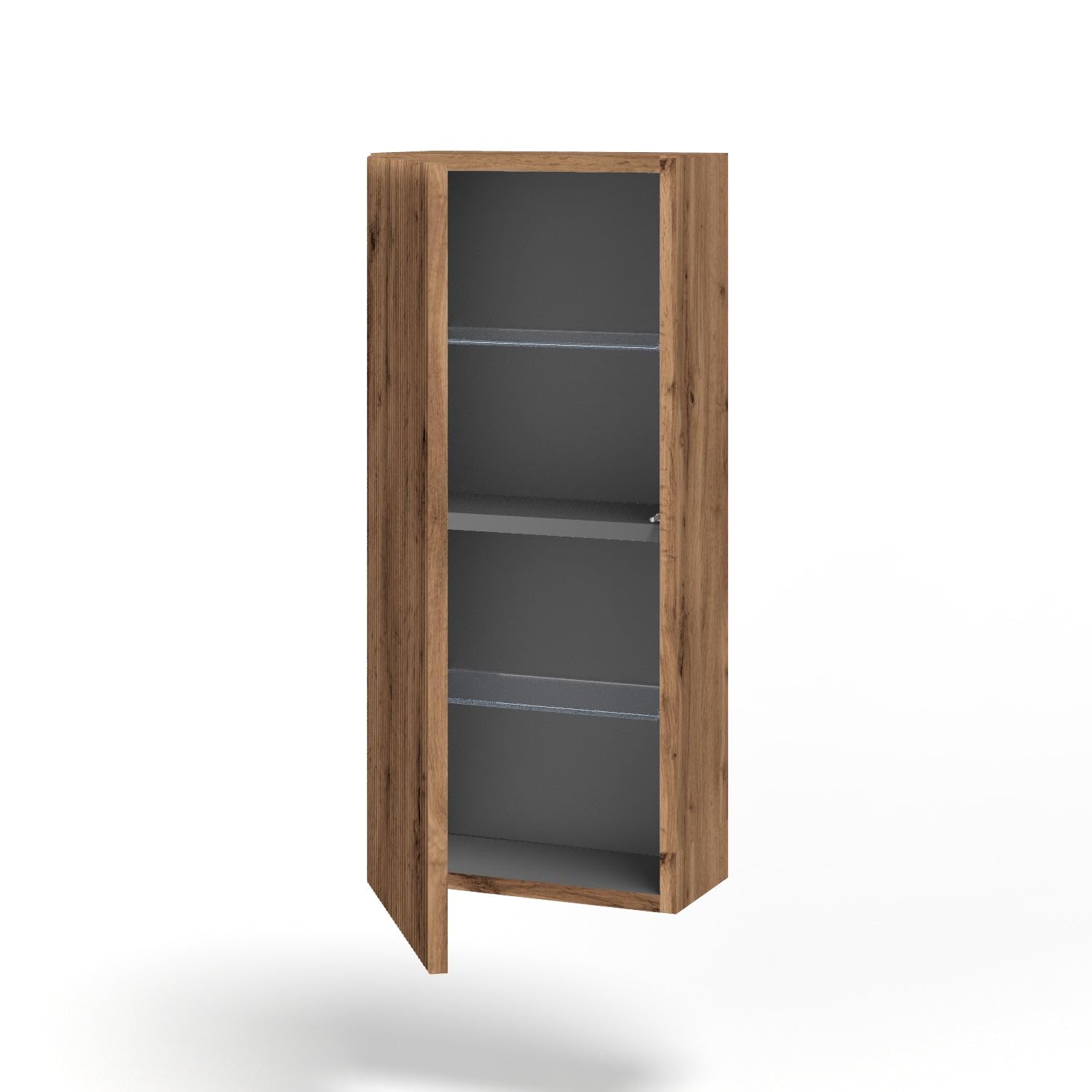 AQA DESIGN pensile bagno, mobile bagno sospeso completamente realizzato in MDF e PET, pensile bagno sospeso reversibile dxsx, anta con chiusura rallentata - Rovere miele - 35x18x78,2 cm