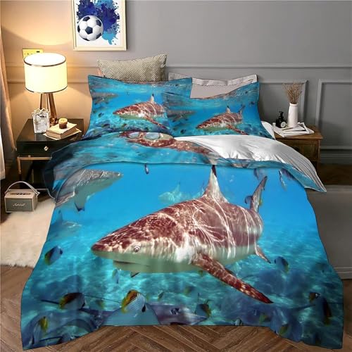 Linge de lit requin microfibre 3D parure de couette haute définition 140x200