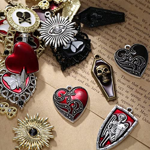 Yeyulin Baroque 64Pcs Assorted Gold Black Red Rose Skull Enamel Charms Coffin Cross Halloween Charm Pendant Diy For Earrings Necklace Bracelet Jewelry Making And Crafting #TOP4